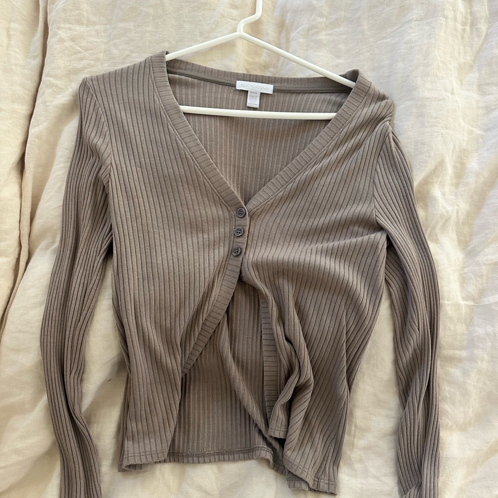 Beyond Yoga Ribbed Knit Top in Brown